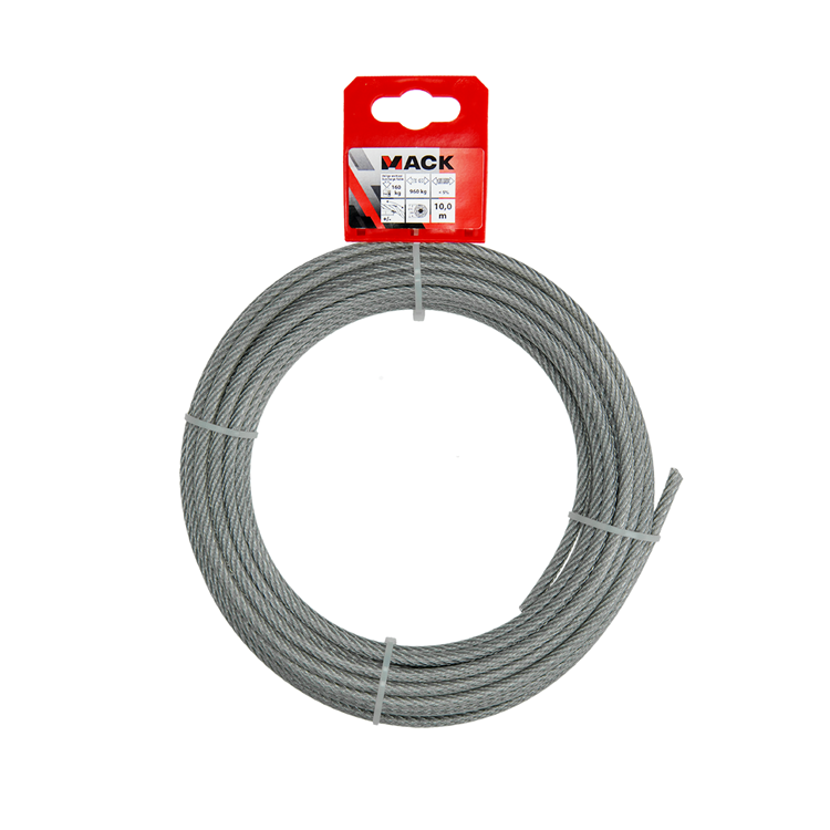 Mack 1015197 - staalkabel pvc mantel 6x7 10m 4-5mm wll 170kg din en12385-4 | 5 stuks