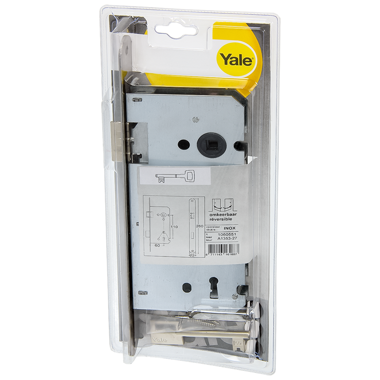 Yale 1060551 - insteekslot 110 60 l-r inox afgerond | 1 stuks