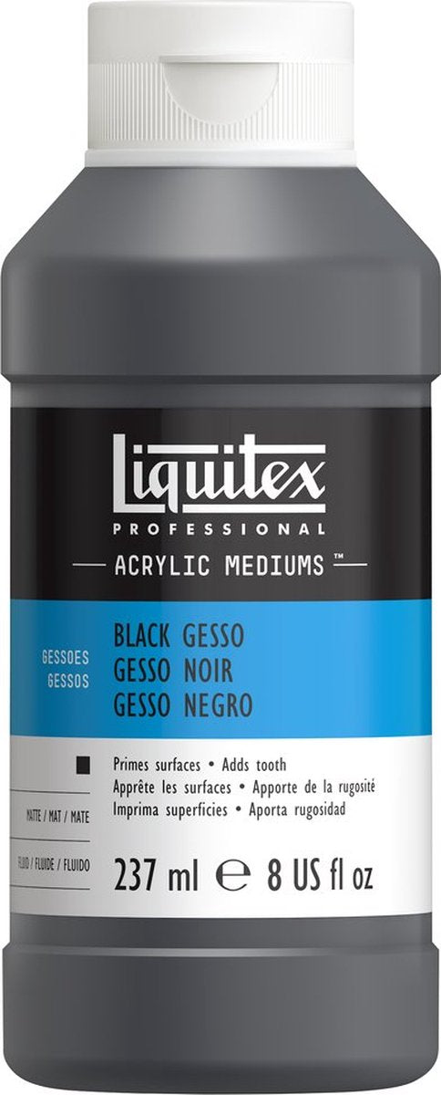 Liquitex 5320251 professional gesso zwart 237 ml – acrylgrond, zwarte primer, mat, hoogwaardige ondergrond