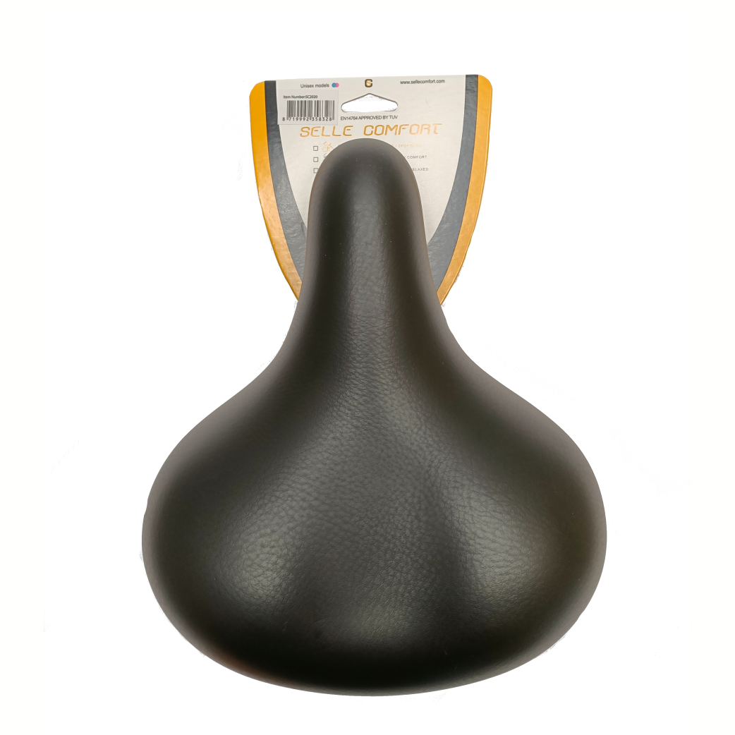 Selle comfortzadel classic retro basic, zwart met elastomeer vering. zonder strop