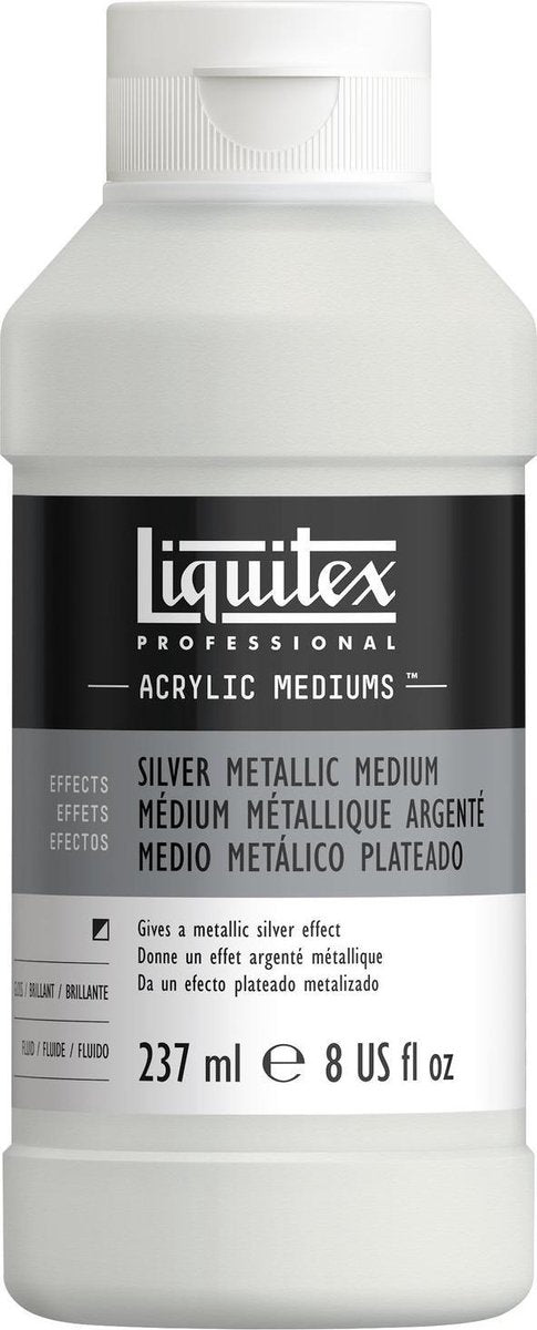 Liquitex metallic 8508 silver medium 237 ml – acrylmedium met zilvereffect, lichtvast mengbaar - acrylic additive