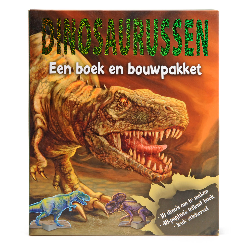Rebo uitgevers dinosaurussen, een boek en bouwpakket