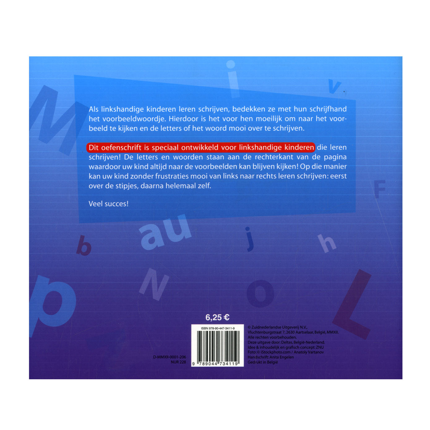 Deltas mijn oefenschrift schrijven (voor linkshandigen)