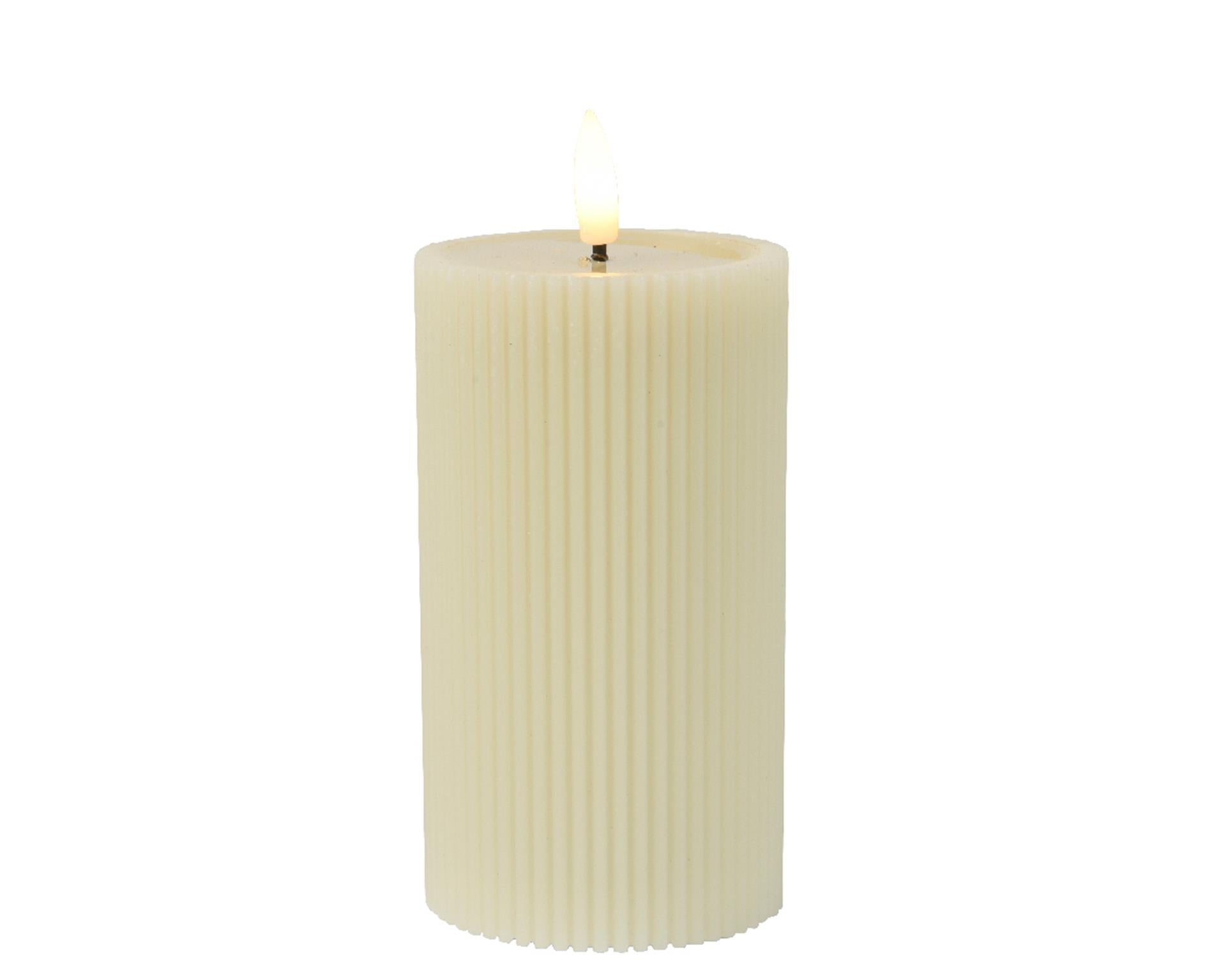Lumineo kaars led ribbel vlam 15.5cm creme
