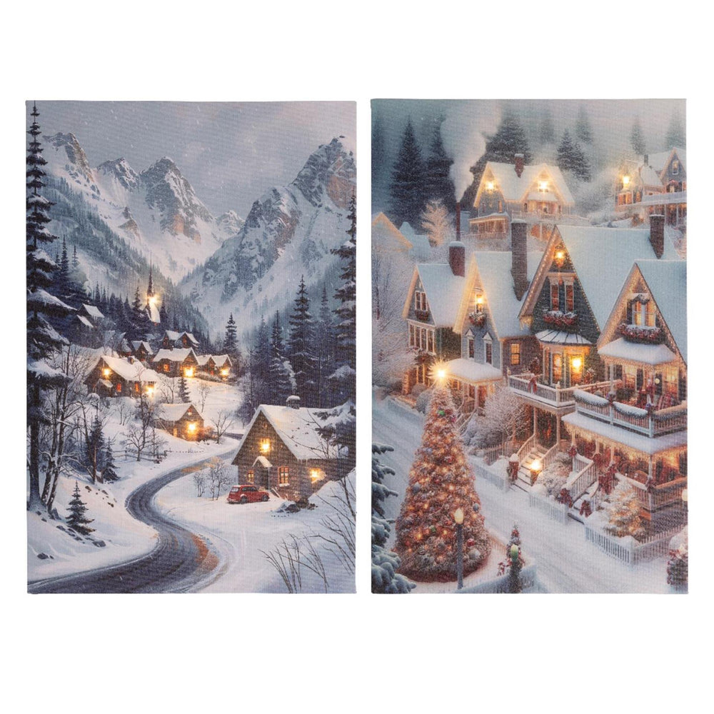 Lumineo kerst canvas led 1,5x38x58cm warm wit 2 assorti