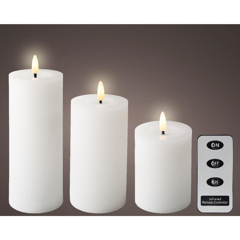 Lumineo led kaarsenset wax 3-delig wit