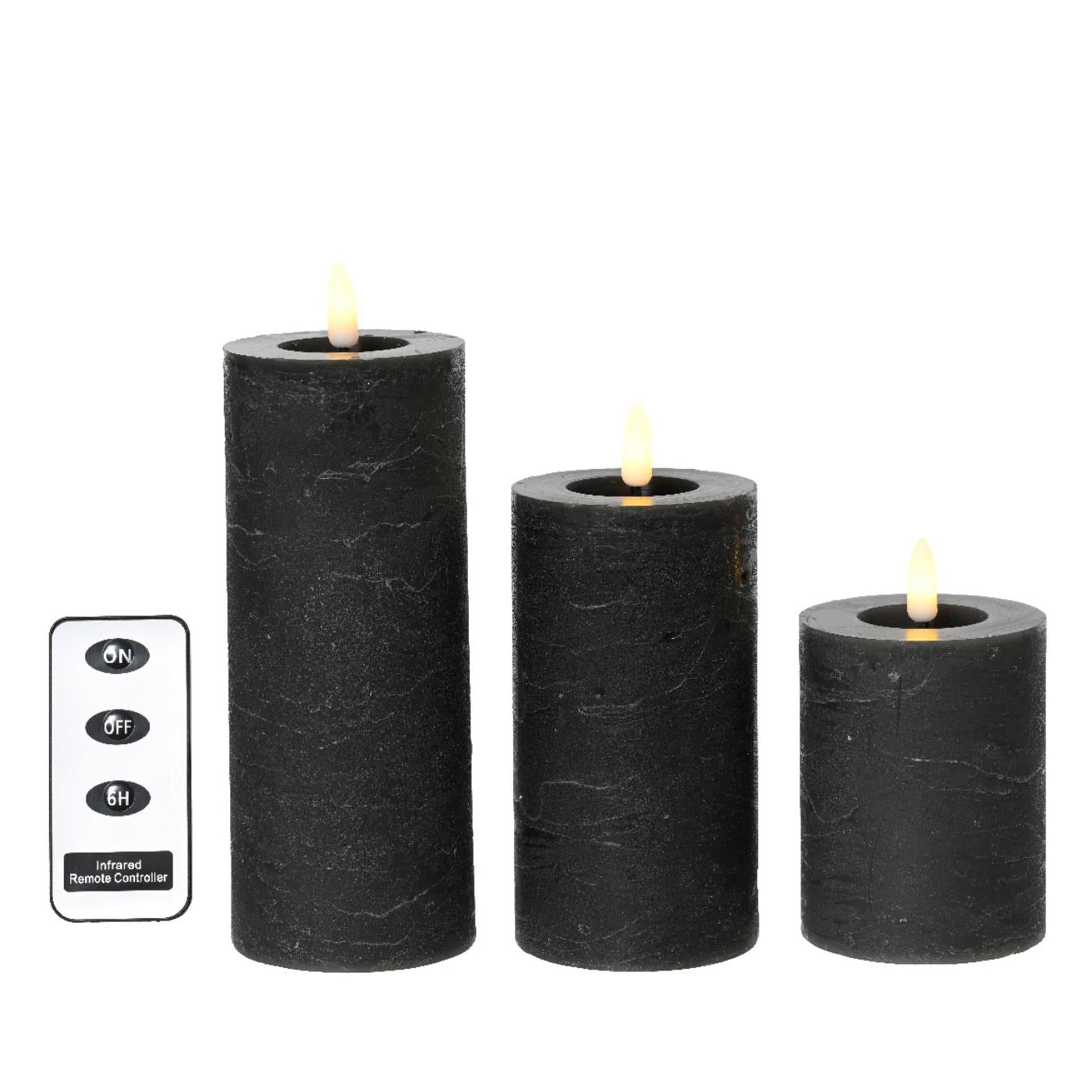 Lumineo led kaarsenset wax 3-delig grijs