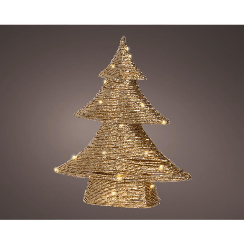 Lumineo kerstboom papier goud led 10x34x40cm warm wit