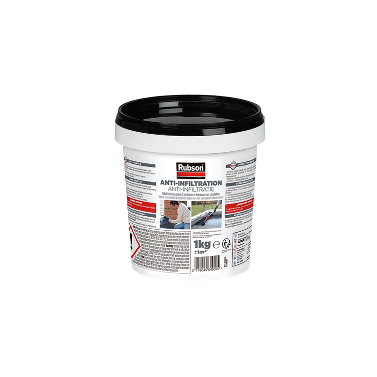 Rubson anti - infiltratie zwart 1kg | daken, funderingen en ingegraven materialen coating | silicone technologie gebaseerd voor maximale elasticiteit | duurzame coating en uv-bestendig | langdurige bescherming tegen vocht.
