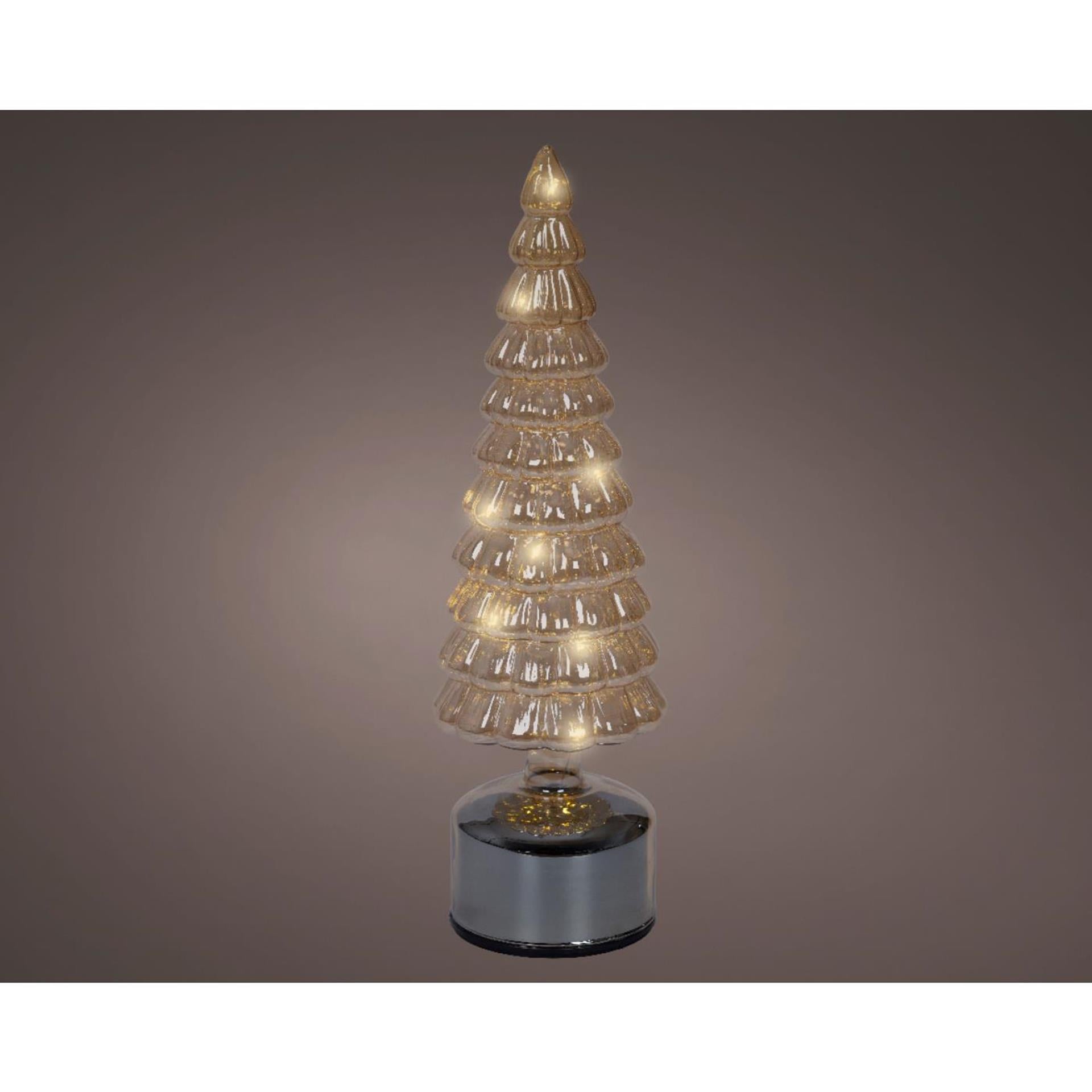 Lumineo kerstboom led glas amber h34cm roterend