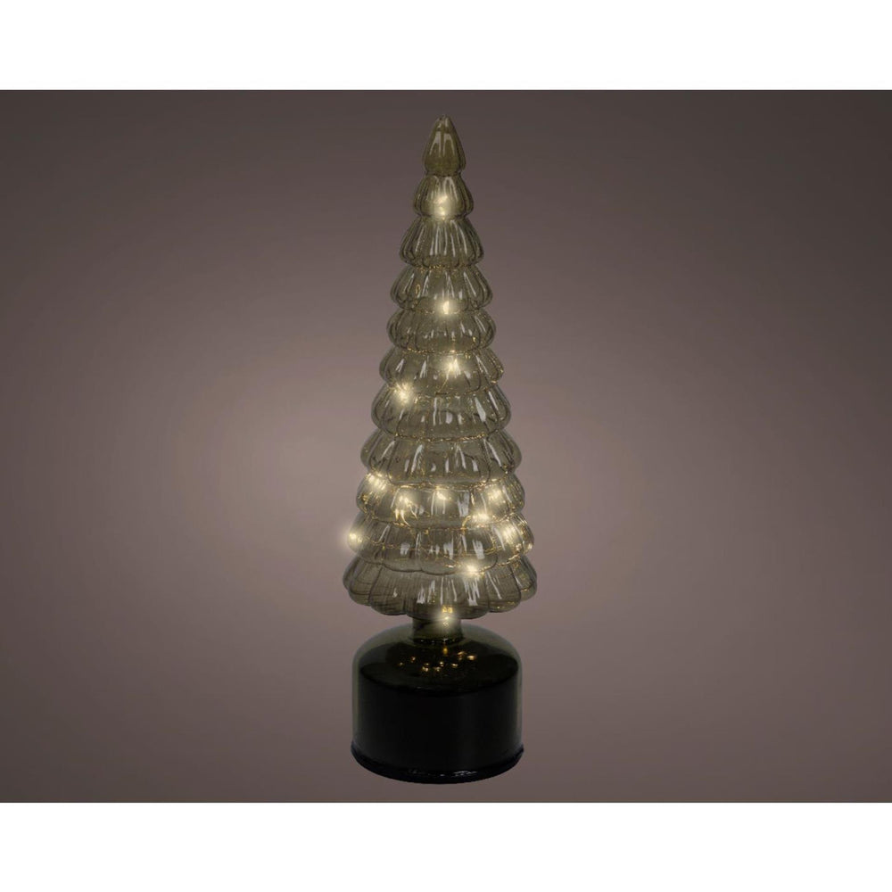 Lumineo kerstboom led glas roterend ø10x34cm