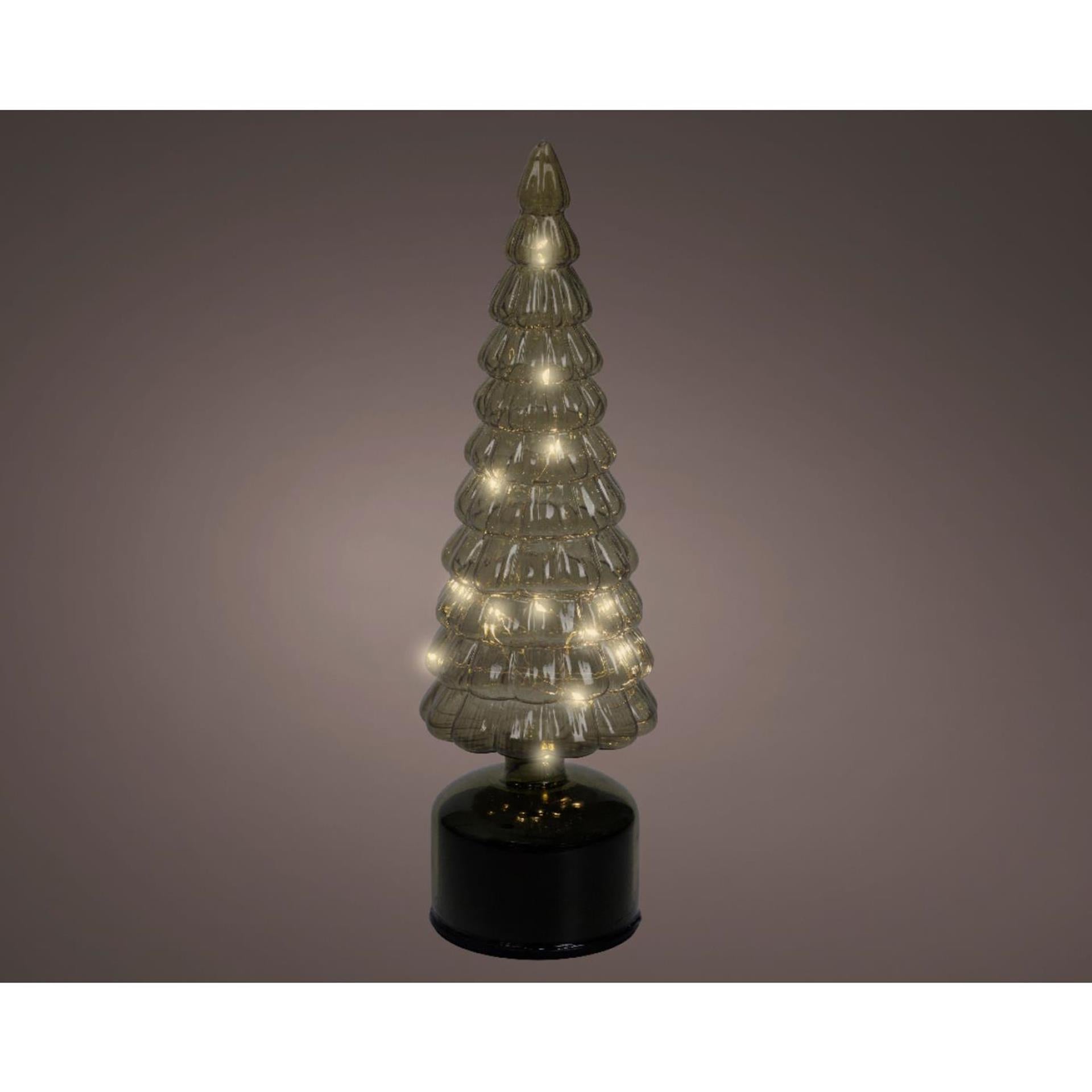 Lumineo kerstboom led glas roterend ø10x34cm