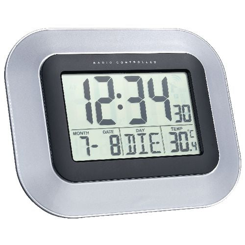 Digitale wandklok technoline ws8005 22,8x2,8x18cm zilver zwart