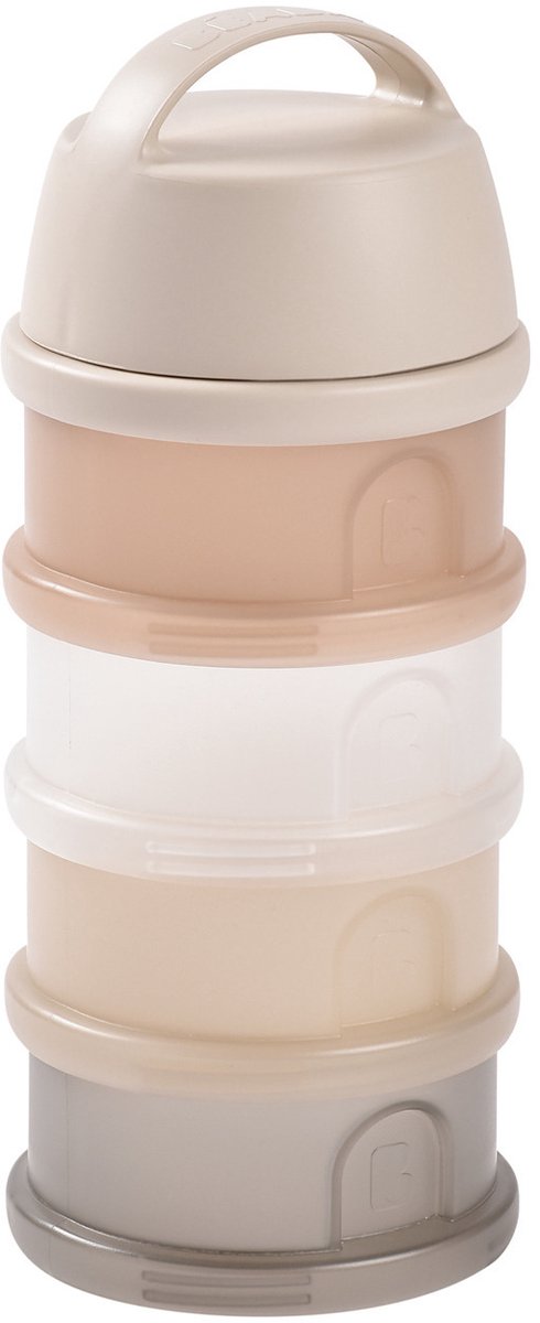 Béaba melktoren - baby melkpoeder doseerdoosjes - 4 laagse melkpoeder toren - babyvoeding bewaarbakjes - bpa vrije poedertoren - clay