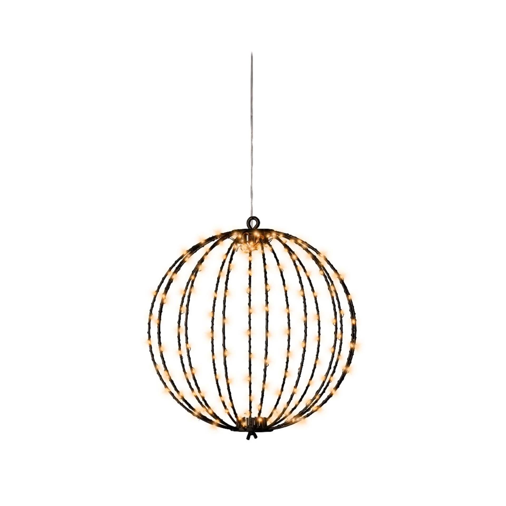 Lumineo lichtbol 192led metaal zwart met timer outdoor ø28cm klassiek warm