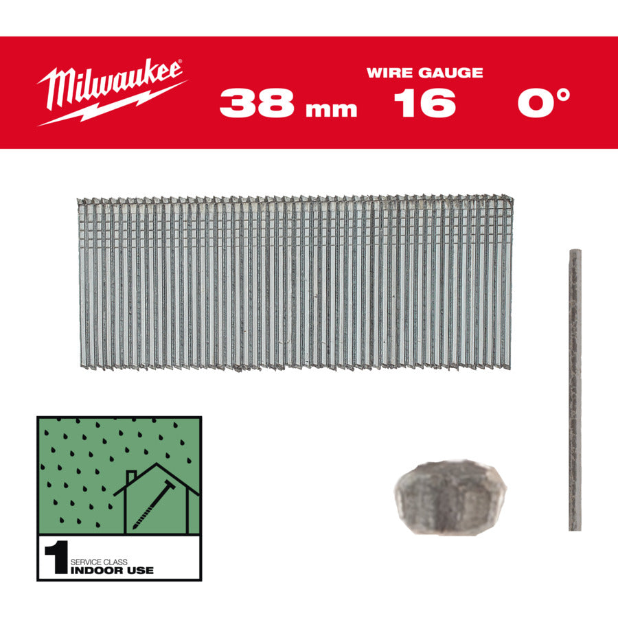 Milwaukee afwerkspijker gegalvaniseerd | 16g | 38mm | sc1 | 2500 stuks - 4932498314