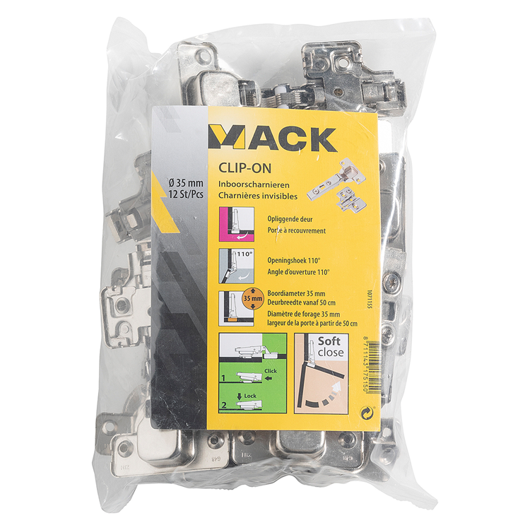 Mack 1071155 - 12 inboorsch. clip on soft cl.35mm 110° opliggende deur | 5 stuks