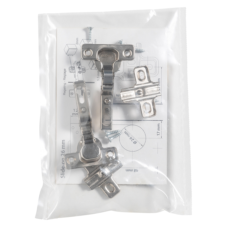 Mack 1071158 - 2 inboorscharnieren slide on 26mm 110° half opliggende deur | 5 stuks