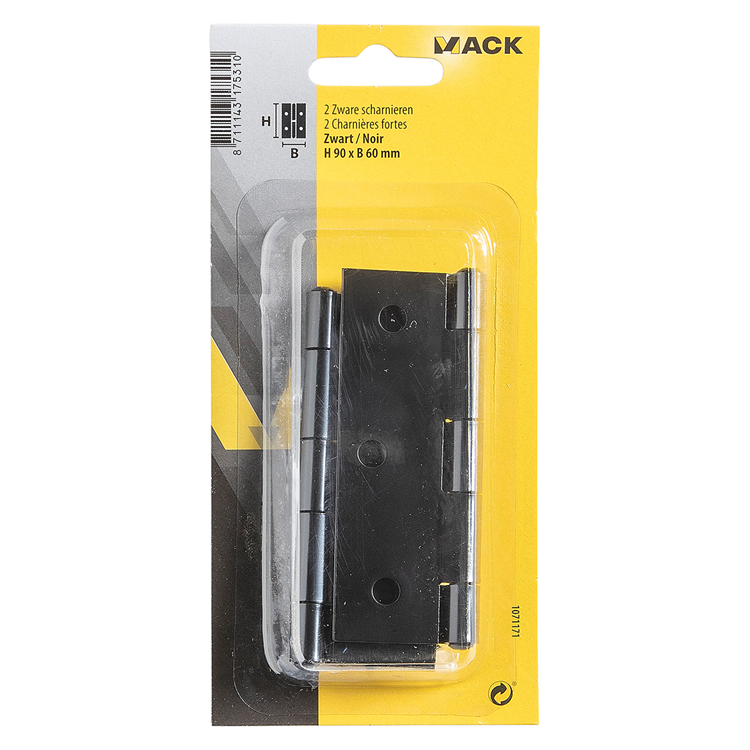 Mack 1071171 - 2 zware scharnieren zwart h 90 x b 60 mm | 5 stuks
