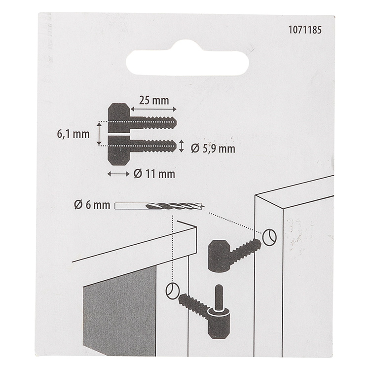 Mack 1071185 - 2 meubel inboorpaumellen zwart ø 11 x 25 mm | 5 stuks
