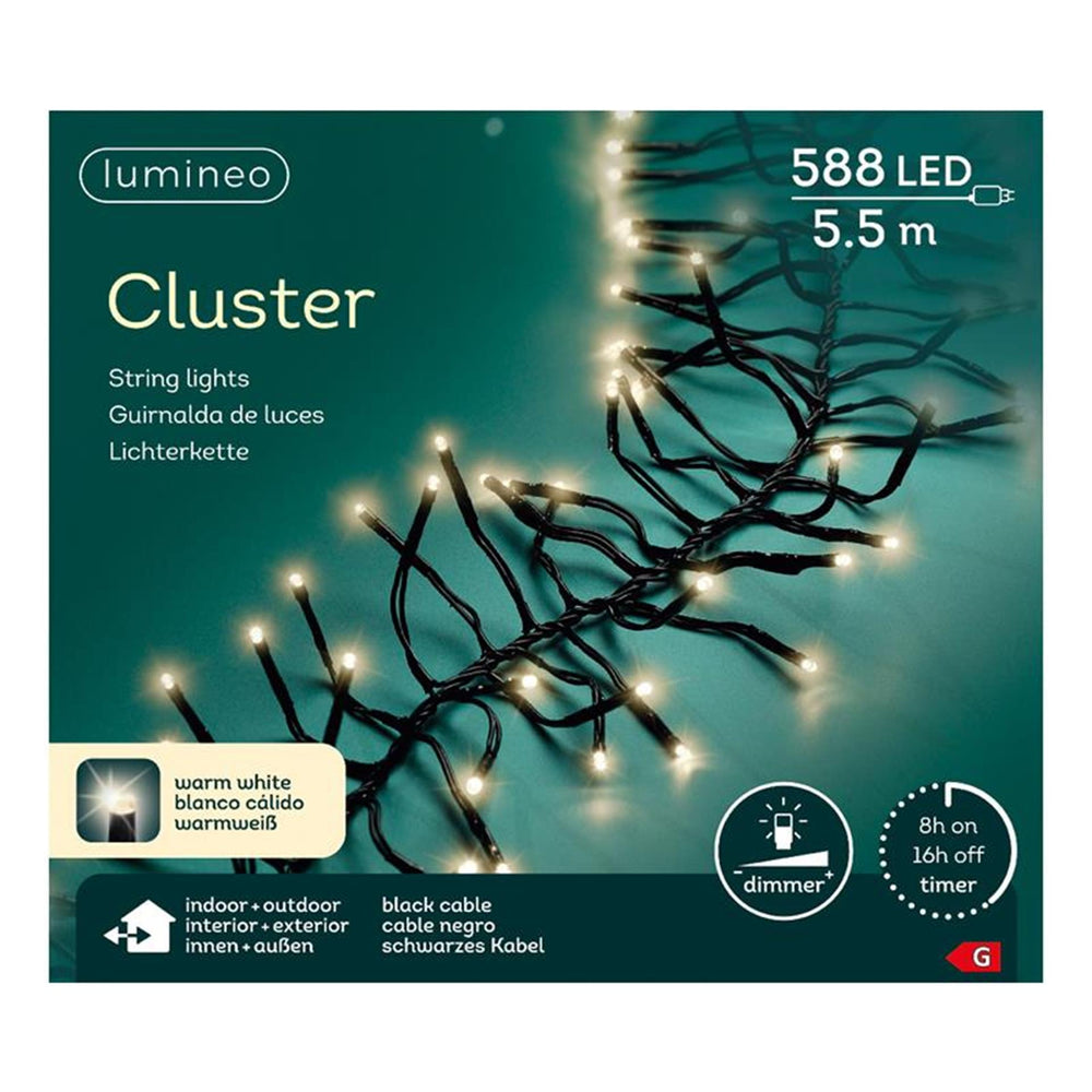 Lumineo cluster in buiten led-verlichtingsnoer 588 lampjes 450 cm warm wit