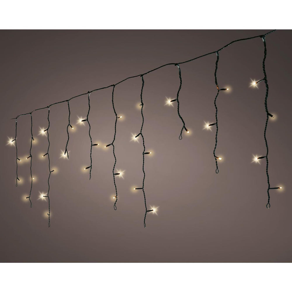 Lumineo led ijspegelverlichting 259led 1100cm 8 functie twinkel effect 8uur timer zwart soft gold buiten