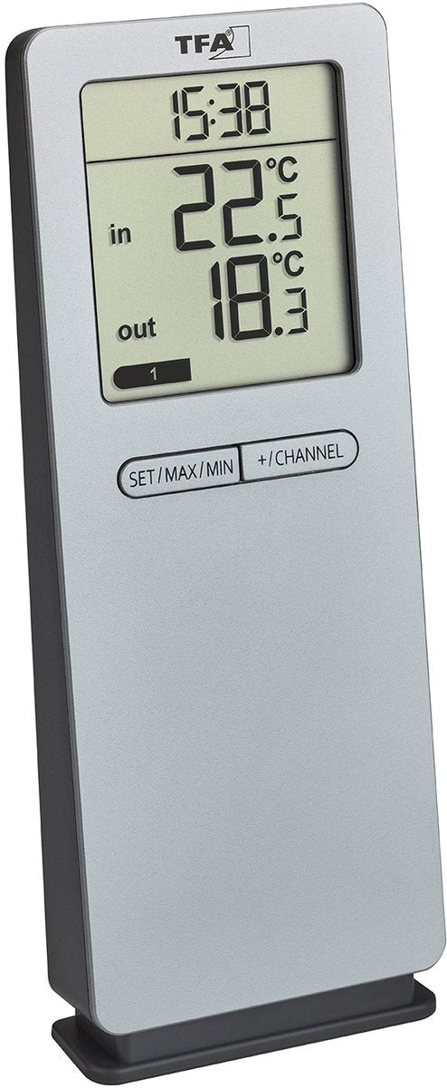Tfa dostmann funk-thermometer logoneo 30.3071.54 draadloze thermometer digitaal zilver