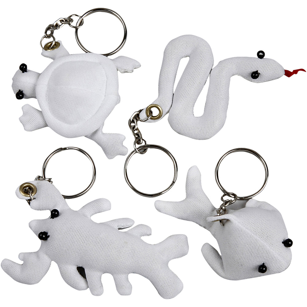 Creativ company dieren sleutelhangers van textiel, 4st.