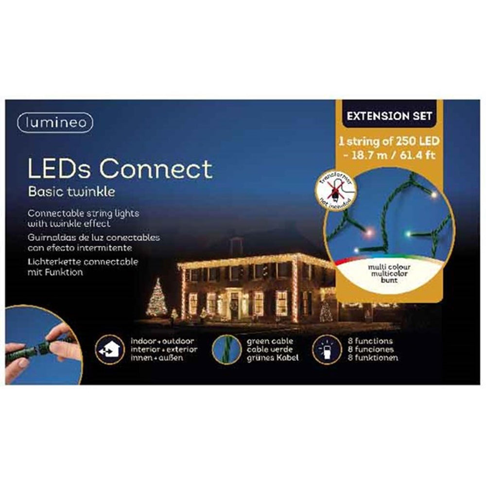 Lumineo led's connect koppelverlichting basic twinkle verleng set multi kleur led 1870cm-250l