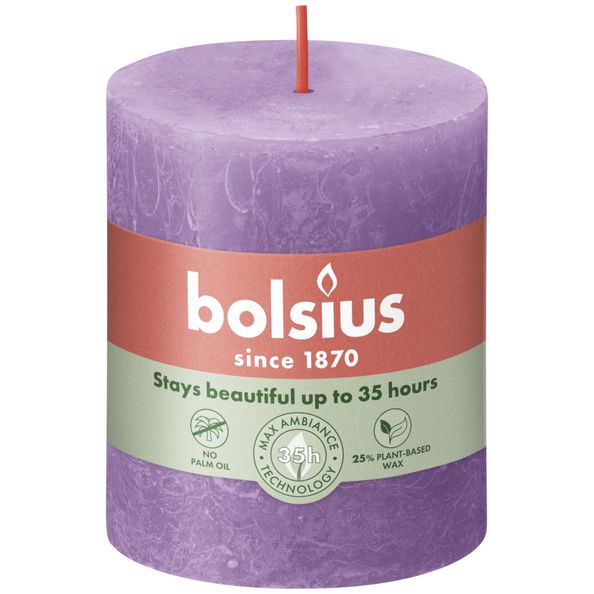 Bolsius rustiek stompkaars vibrant violet ø68x80 mm 30 uur (4 stuks)