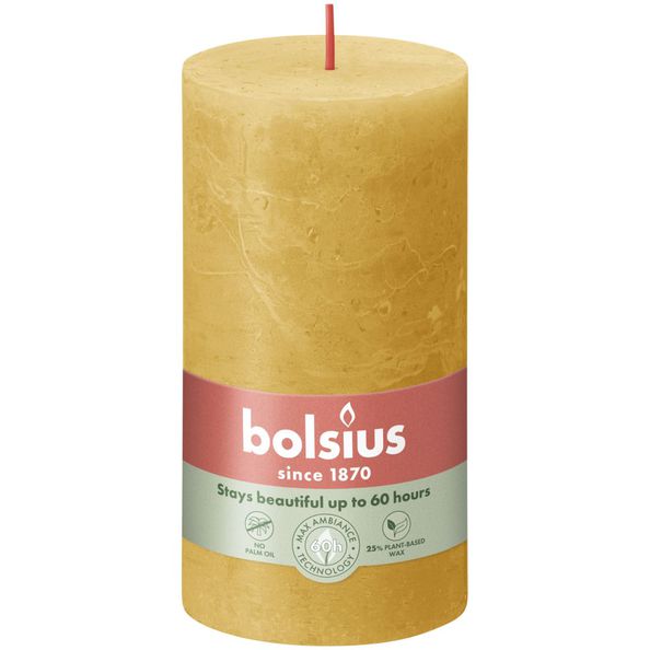 Bolsius rustiek stompkaars honey yellow ø68x130 mm 60 uur (4 stuks)