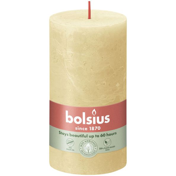 Bolsius rustiek stompkaars oat beige ø68x130 mm 60 uur (4 stuks)