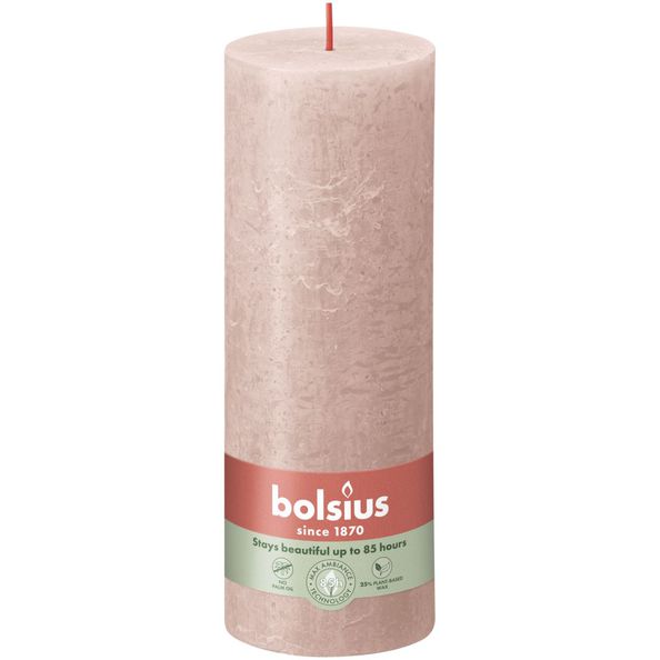 Bolsius rustiek stompkaars misty pink ø68x190 mm 85 uur (4 stuks)