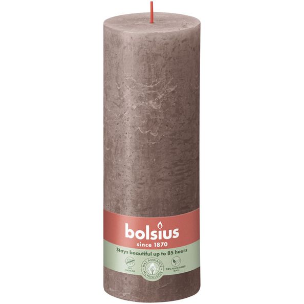 Bolsius rustiek stompkaars rustic taupe ø68x190 mm 85 uur (4 stuks)