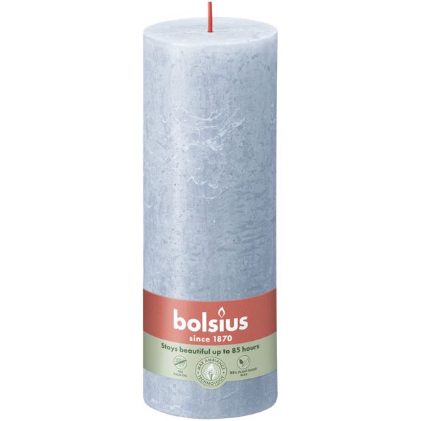 Bolsius rustiek stompkaars sky blue ø68x190 mm 85 uur (4 stuks)