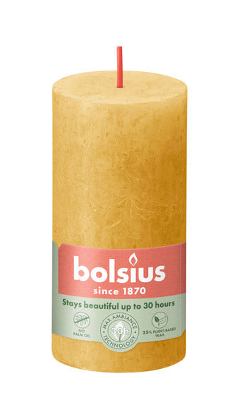 Bolsius Bolsius Stompkaarsen Shine 8 st rustiek 100x50 mm honinggeel