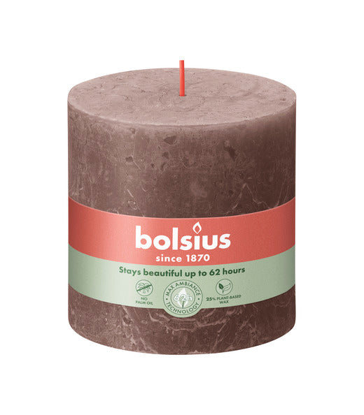 Bolsius Bolsius Stompkaarsen Shine 3 st rustiek 100x100 mm rustiek taupe