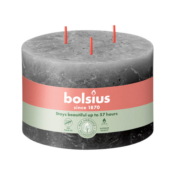 Bolsius kaars 3 lonten stormy grey ø140x90 mm 57 uur (2 stuks)
