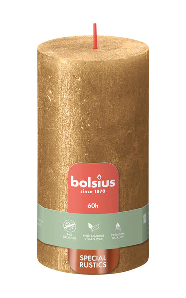 Bolsius Bolsius Stompkaarsen Shimmer 4 st rustiek 130x68 mm goudkleurig