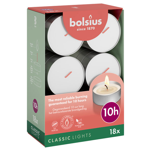 Bolsius maxilichten wit ø58x24 mm 10 uur (6x 18 stuks)