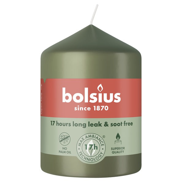 Bolsius stompkaars fresh olive ø58x80 mm 17 uur (6 stuks)