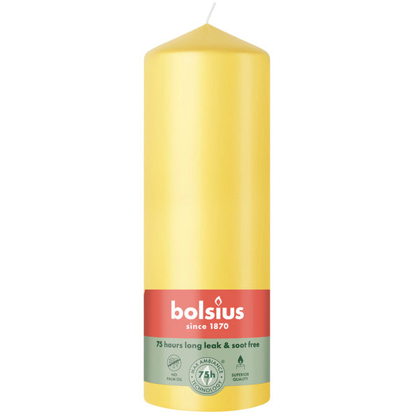 Bolsius stompkaars sunny yellow ø68x200 mm 75 uur (6 stuks)