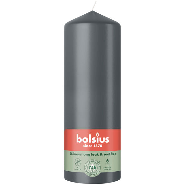 Bolsius stompkaars stormy grey ø68x200 mm 75 uur (6 stuks)