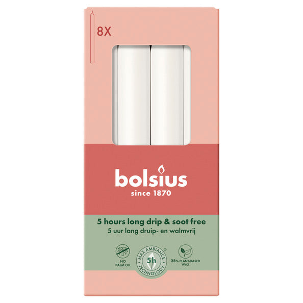 Bolsius dinerkaarsen cloudy white ø20x170 mm 5 uur (4x 8 stuks)