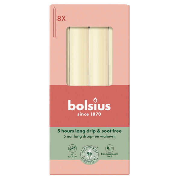 Bolsius dinerkaarsen soft pearl ø20x170 mm 5 uur (4x 8 stuks)