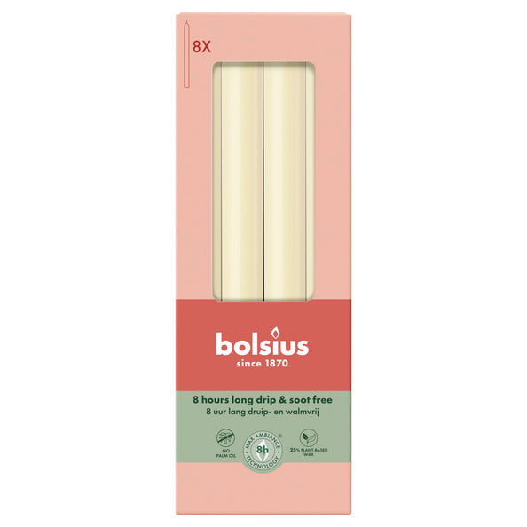 Bolsius dinerkaarsen soft pearl ø20x230 mm 8 uur (4x 8 stuks)