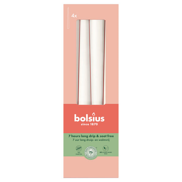 Bolsius gotische kaarsen cloudy white ø24x245 mm 7 uur (8x 4 stuks)