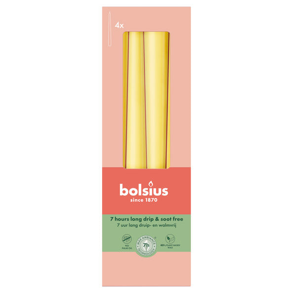 Bolsius gotische kaarsen sunny yellow ø24x245 mm 7 uur (8x 4 stuks)