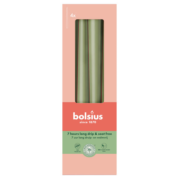Bolsius gotische kaarsen fresh olive ø24x245 mm 7 uur (8x 4 stuks)