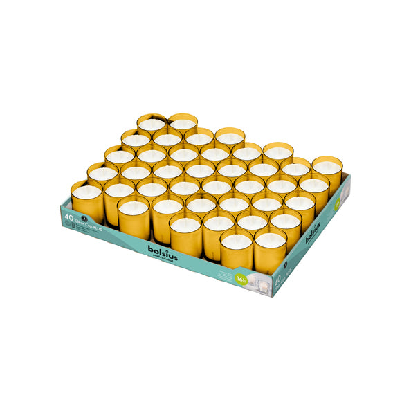 Bolsius professional clear cup plus amber 16 branduren (40 stuks)